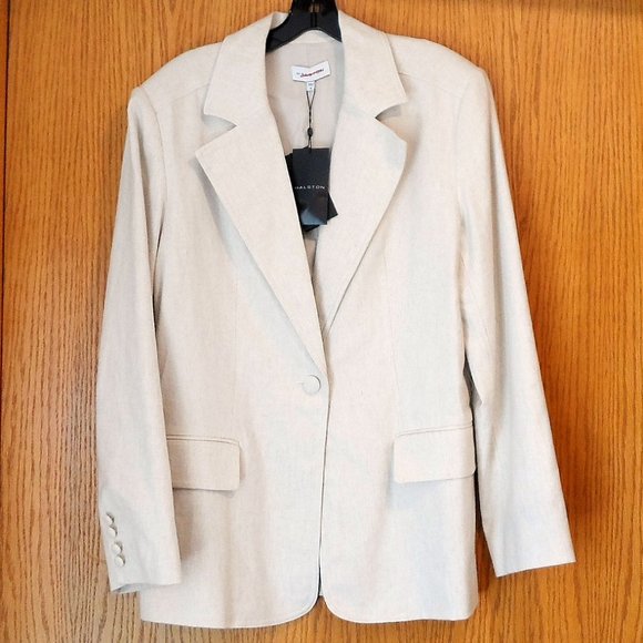 NWT$645 Halston Adley Cotton-Linen Suit Single-Breasted Blazer Top Jacket Sz 6 M - Picture 16 of 16